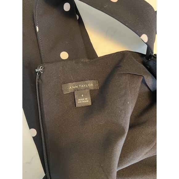 Ann Taylor Black With Tan Polka Dots Racer Back Jumpsuit Size 4 - Picture 4 of 8